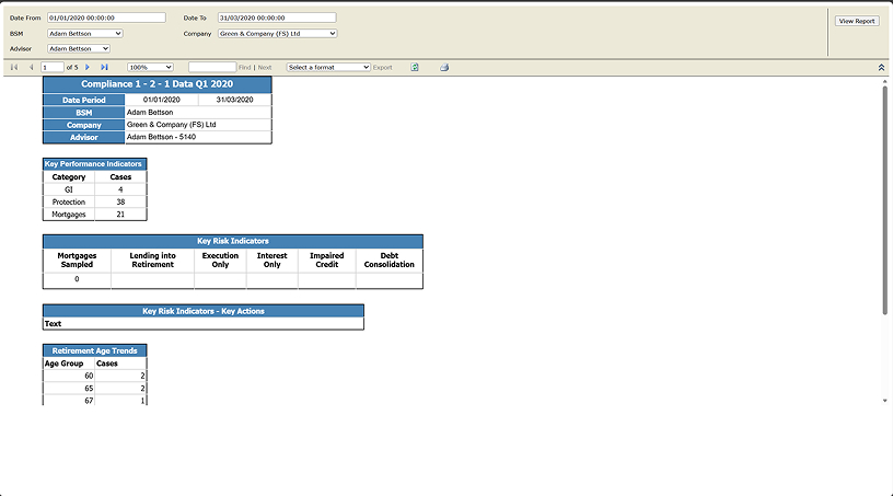 Legacy Report Interface